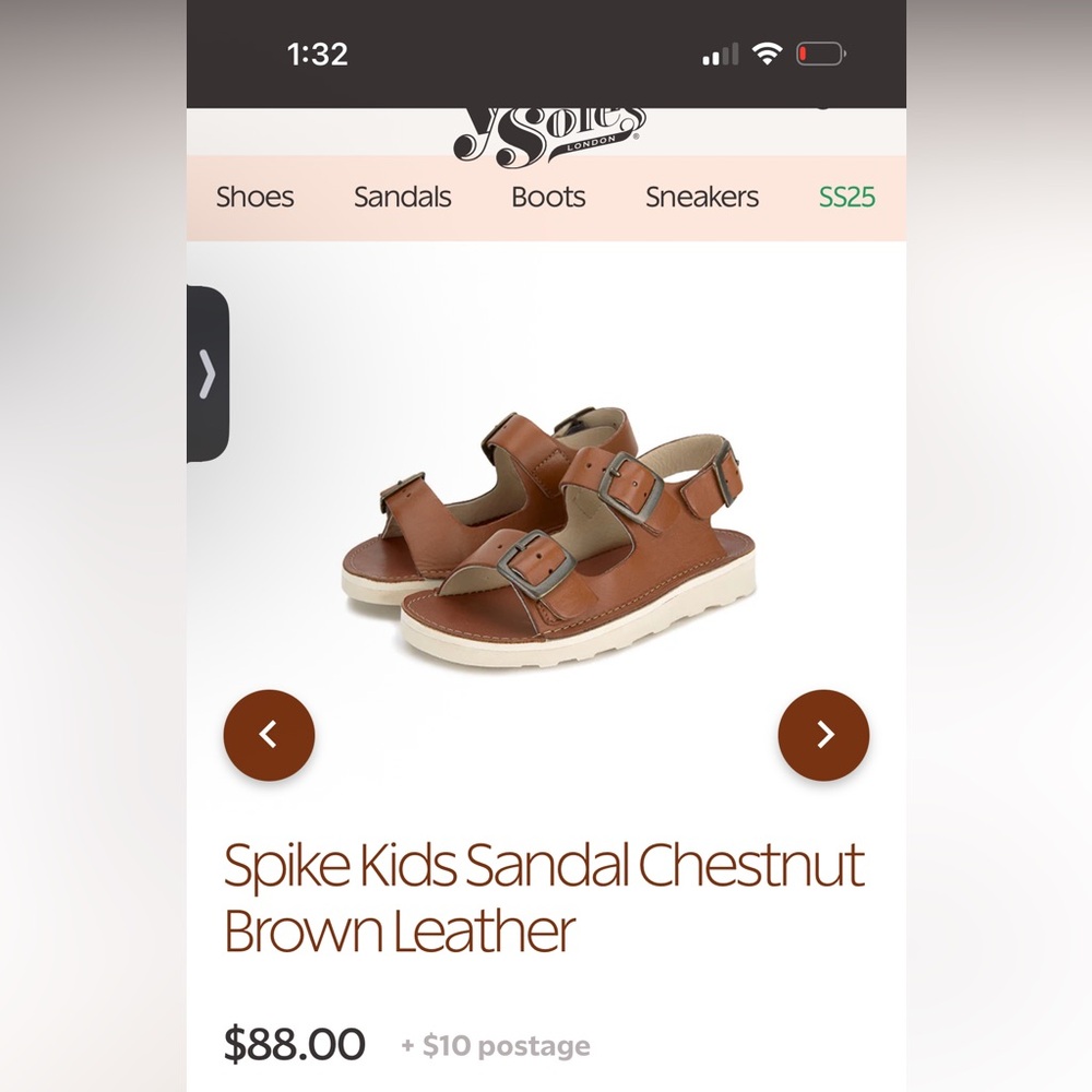 Young Soles Spike Sandal Chestnut Brown Size 21 4/5 Leather Toddler Summer Shoes
